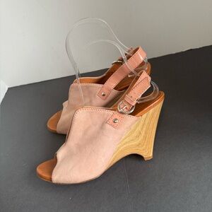 Latitude Femme Pink Suede Wedges Sling Back Pumps Made in Italy. EU 39